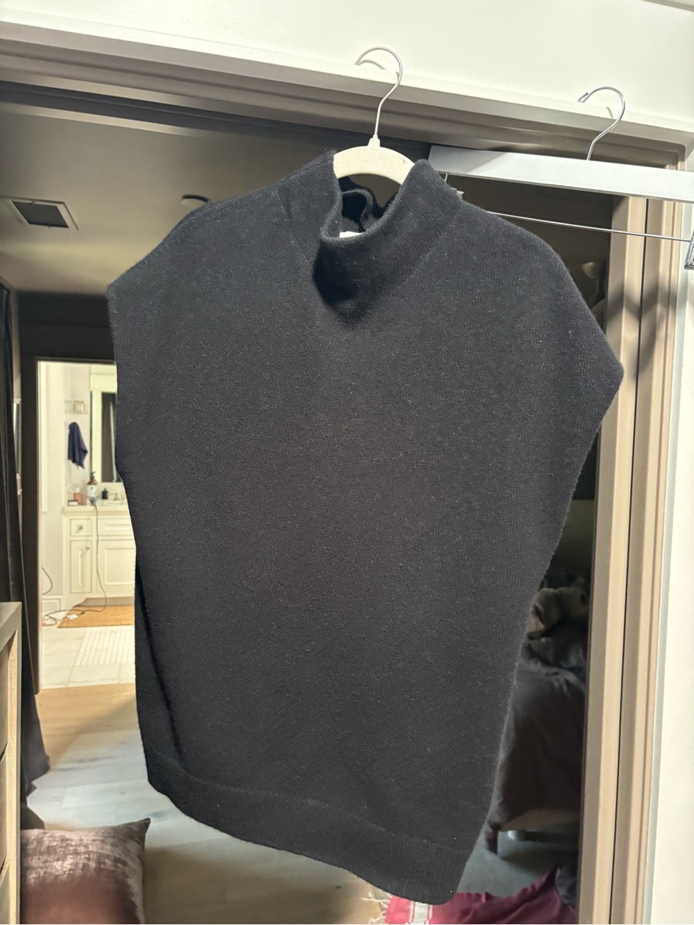 Black Knit Sleeveless Turtleneck Sweater Vest